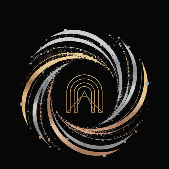 Stardust Arcade logo with concentric circular design on a black background